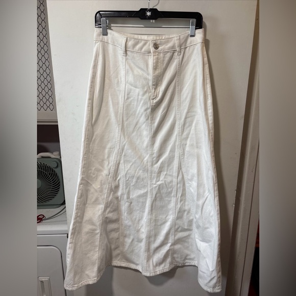 Marks & Spencer Dresses & Skirts - Marks And Spencer Denim Maxi A-line Skirt Sz 6 UK 10 Ecru White Maxi Cotton M&S